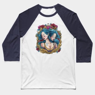 Zodiac Sign Gemini Art Deco Watercolour Baseball T-Shirt